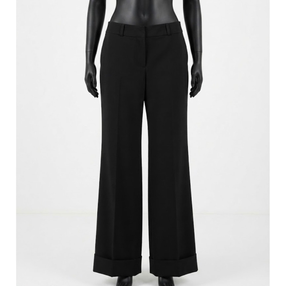 Worthington Black Wide Leg Dress Pants Cuffed Hem Professional Trousers Size 8